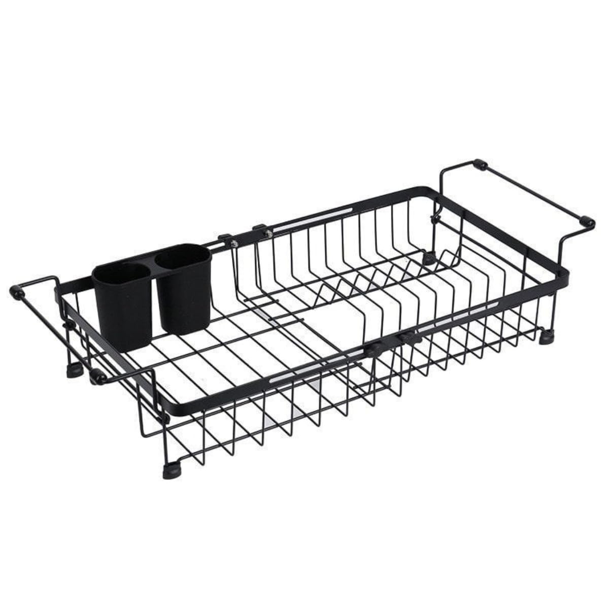 Exble Abtropfgestell für Spülbecken, verstellbares Abtropfgestell für 300 cm große Spülen, rutschfester Griff, extra Stauraum, perfekt für Küchenorganisation und effizientes Trocknen von Geschirr