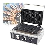 Máquina de Waffle eléctrica comercial para barras de Waffle, Base estable, 1550 W 1750 W, prensa de Waffle de acero inoxidable 6Slice