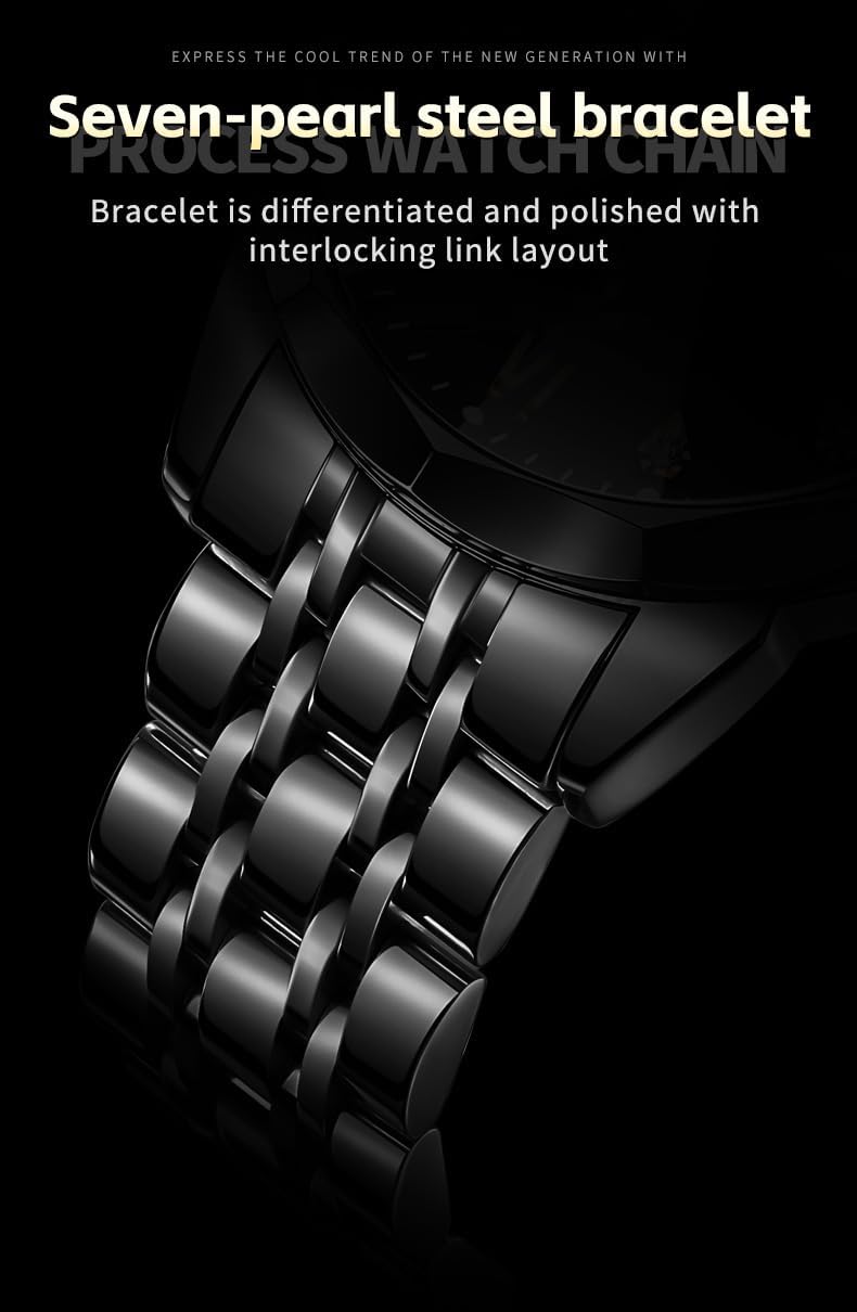 OLEVS Skeleton Men Watches Automatic Business Luxury Diamond Self Winding Watch for Men Stainless Steel Calendar Wrist Watch - Image 4