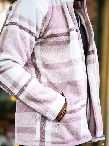 Image of Maniac Mens Checkered Full Zipper Fullsleeve Polyester Blend Fleece Shacket for Men