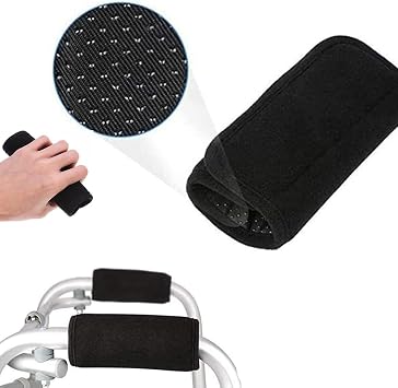 2 Pcs Crutch Handle Pads,Soft Foam Padded Handle Grip Covers with Strap,Non-Slip Cushion Accessories for Crutches,Walkers,Rollators and Wheelchairs(Black)