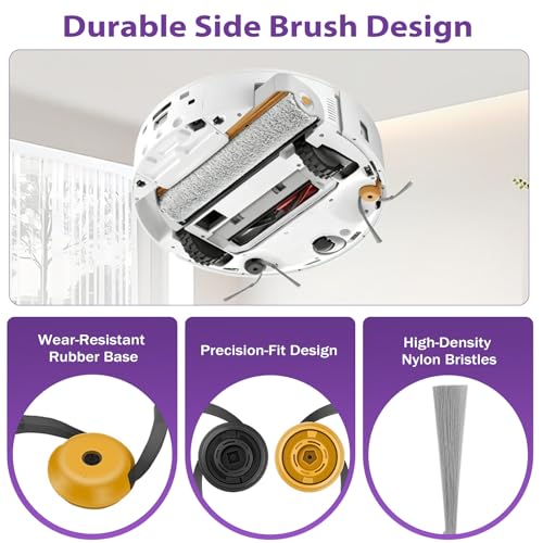 Image of Side Brushes Replacement for Roborock Qrevo Curv 2 Flow Vacuum Cleaner, 6-Pack Edge-Sweeping Brushes