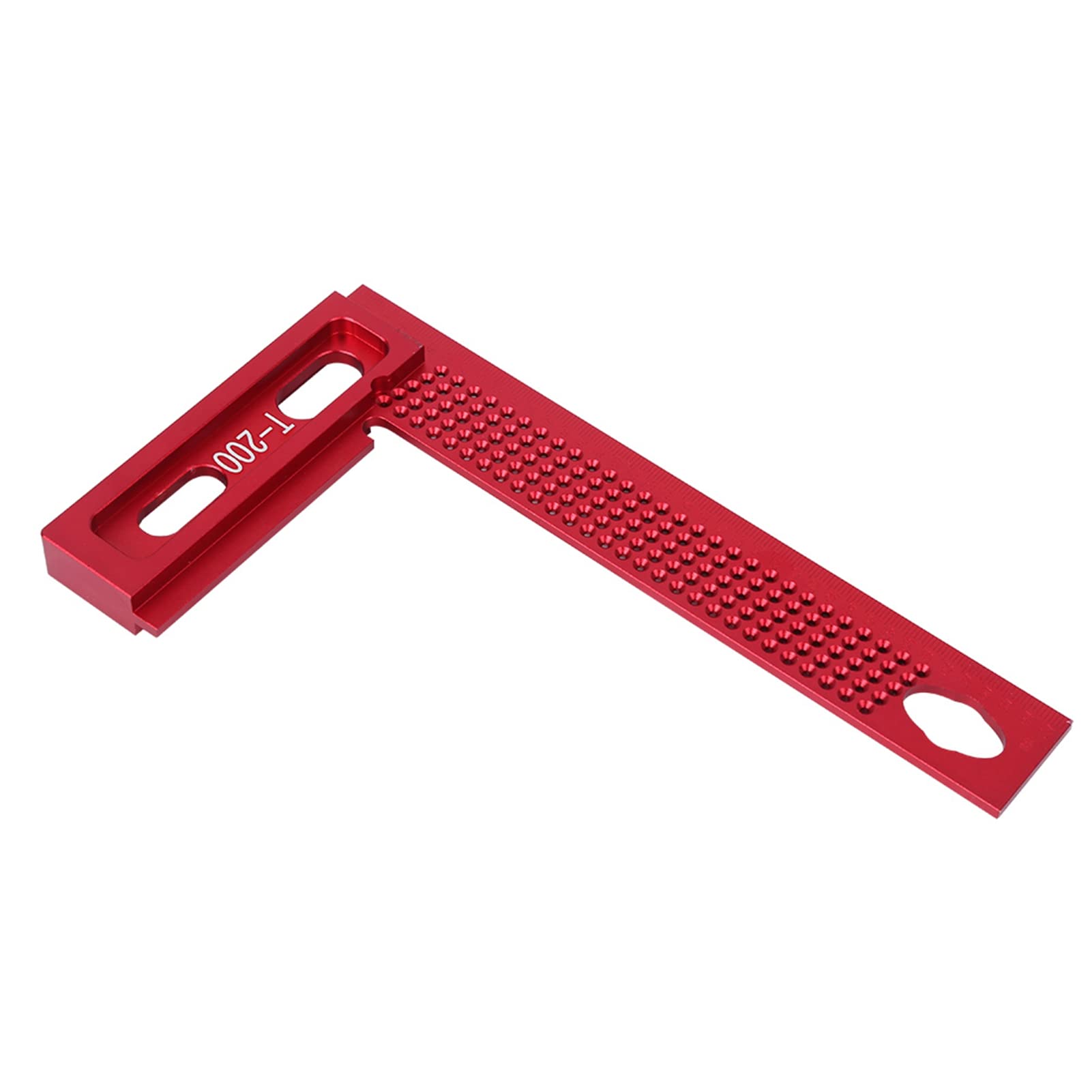 Righello per Fori, Righello in Lega di Alluminio Riga per Fori 200 mm/7,9 Pollici righello a 90 gradi Regola a Forma di T Leggera Resistente All'usura T-200 per la Lavorazione del Legno di