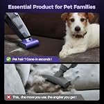 Pet Cheveux Aspirateur sans fil: 20000PA Aspirateur de voiture haute puissance avec brosse motorisée et LED Aspirateur léger et rechargeable à main avec filtre réutilisable pour voiture, maison, bureau & Animaux de compagnie, violet