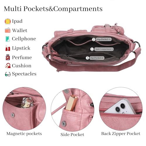 Image of Angel Kiss Hobo Purses for Women Crossbody Shoulder Bag Ladies Multi Pocket Handbags with Adjustable Shoulder Strap | Soft Vegan Leather
