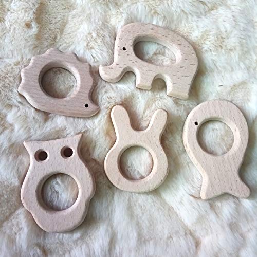 Image of 5pcs Lovely Cartoon Wood Owl Montessori Toy Pure Natural Animal Shape Toy Beech Wooden Handmade Pattern DIY Jewelry Making Necklace Pendant Accessory (Owl)