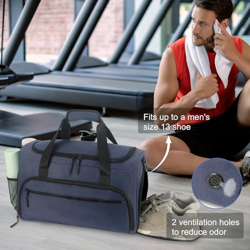 Image of Gym Bag for Men Women, Sports Duffle Bag with Wet Pocket & Shoes Compartment, Water Resistant Overnight Weekender Bag Duffel Bag
