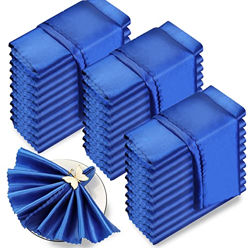 Siinvdabzx 60 Pieces Royal Blue Cloth Napkins Scalloped Edges Decor, 17X17 Inches Square Satin Napkins Silky Soft Polyester Dinner Napkins For Wedding Banquet Restaurant Decoration #TOP27