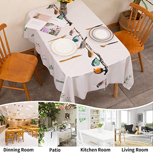 VIVILINEN Table Cloth Wipeable PVC Plastic Tablecloth Waterproof Oil-proof Wipe Clean Rectangular Table Cover Protector for Kitchen Picnic (Bird Pattern, 140x180cm)