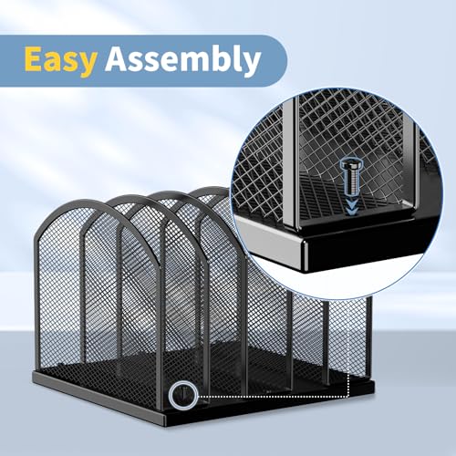 image for Gawerk 5-Section Vertical Desktop Organizer, 5-Section Mesh File Folde
