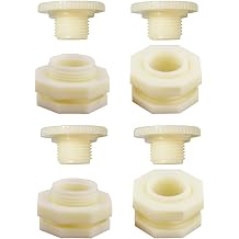 1/2 Female ABS Bulkhead Fitting, Plastic Water Tank Connector Adapter Fitting with Plugs for Outdoor rain Barrel Garden Hose Adapter Spigot kit Water Tank Gallon Drain BucketSet of 4