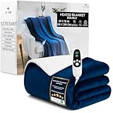 Get Trend Manta Electrica Doble 150x200 cm con 9 Niveles, Temporizador 12h y Protección contra Sobrecalentamiento, Manta Invierno para Cama, Sofá (Azul Marino, Double EU)