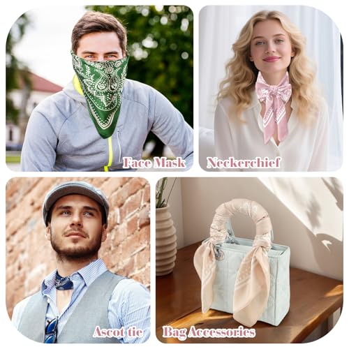 PLULON Silk Scarf Head Scarf for Women 2/4/8Pcs, Satin Bandana Hair Scarf Boho Headwear for Beach Travel Holiday Decors3