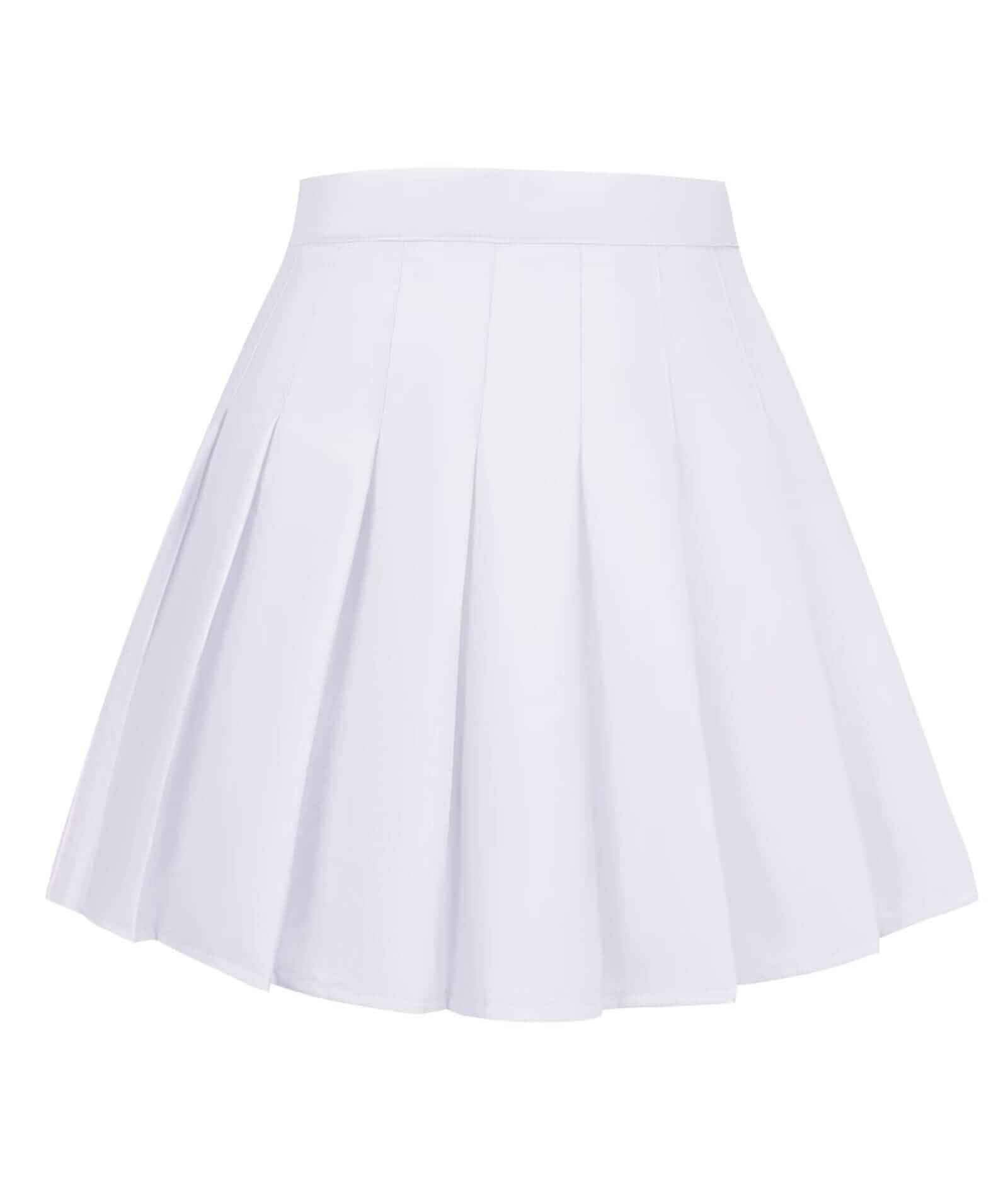 Womens Girls Pleated Skirt School Uniform Skorts High-waisted A-line Skirt Women & Girls pleated skirt with built-in shorts, elastic waist uniform skirt for school, party, and casual daily outfit