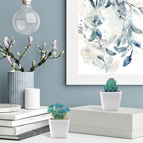 Cqure Succulents Plants Artificial, Set Of 4 Mini Artificial Succulents Desk Plant Faux Succulents In Pots Fake Succulents Plant Decor Plastic(Blue) #TOP1