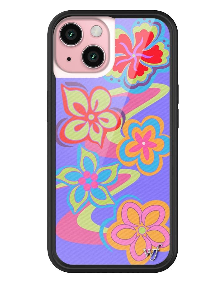 Wildflower Cases - Surf's Up Case, Compatible with Apple iPhone 15 | Trendy, Red, Purple, Floral, Summer, Beach - Protective Black Bumper, 4ft Drop Test Certified, Women Owned Small Business