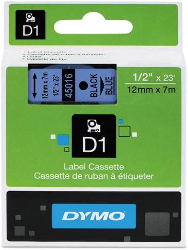 Genuine DYMO 1/2" (12mm) Black on Blue D1 Label Tape for Electronic Dymo LabelManager 160 Label Maker