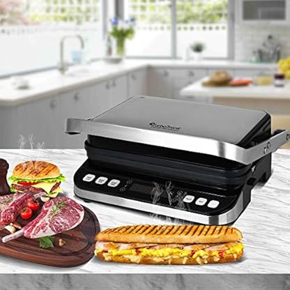 TurboTronic digitaler Kontaktgrill mit 180°-Öffnung schwarz 1600W, abnehmbare Platten (spülmaschinenfest, 2x 22x32 cm… – Bild 5