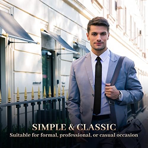 6 Pieces Men's Clip on Ties Solid Color Clip on Ties Adjustable Men's Tie Uniform