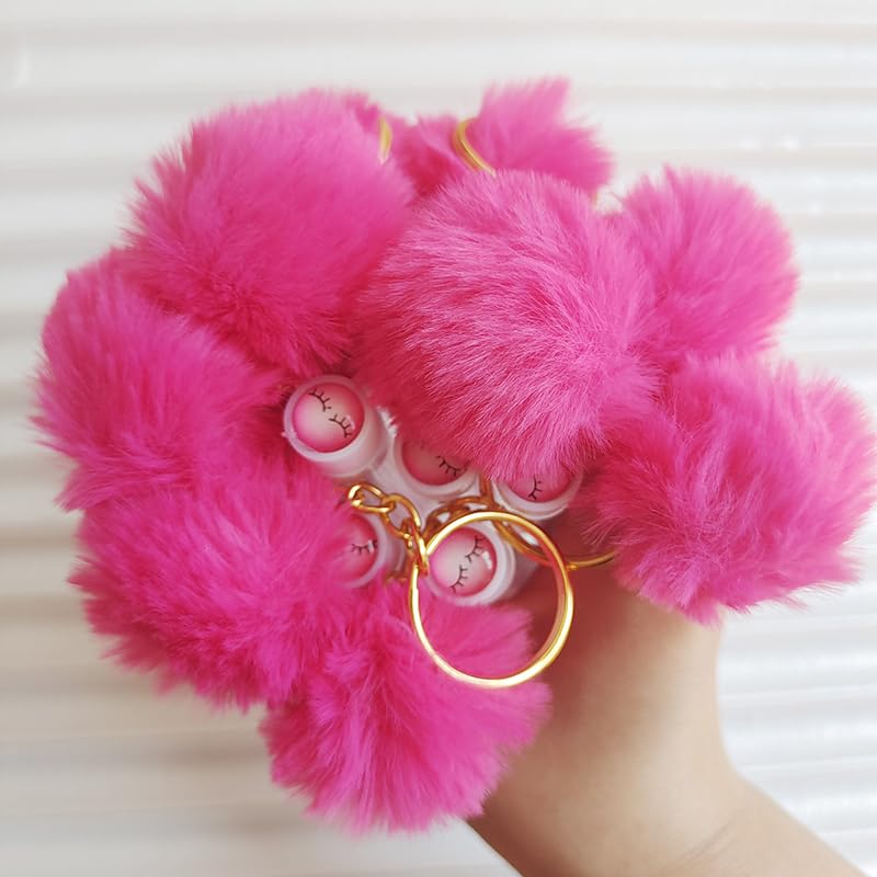 Miniatura 9 de Cepillo de cejas para pestañas con llavero de bola de pelo, varita de rímel, extensión de pestañas reutilizable, contenedor de micro peine