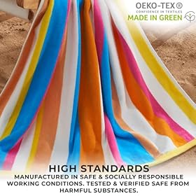 Great Bay Home Large Beach Towels 30” x 60”, 100% Cotton Cabana Stripes for Beach, Bath, Pool, Gym, Lightweight and Quick Dry, Multi Stripe Packs Colorful Stripe 51K gdiMQKL. SS280
