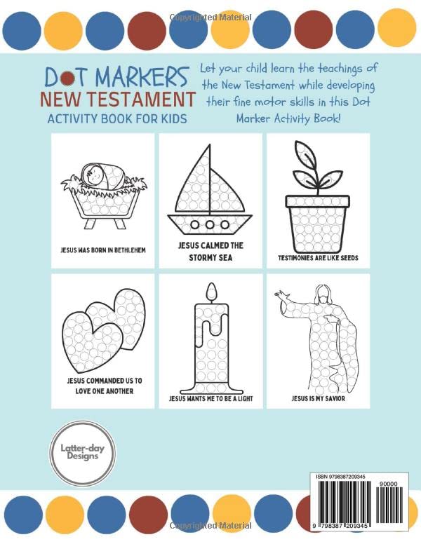 Vista 2 de New Testament Dot Markers Activity Book for Kids Come Follow Me Ages 2+ Big Easy Dots Paint Dauber Bible Coloring