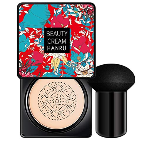 99AMZ Mujeres Mushroom Head Air Cushion CC Cream Concealer Foundation Herramientas de Maquillaje Facial BB cream Mate Resistente al agua Foundation Cushion Bases para Piel de Todos (A-Color natural)