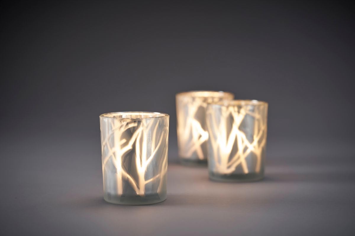 6x Kerzenhalter Shimmer 100 x Ø 80 mm Weiß