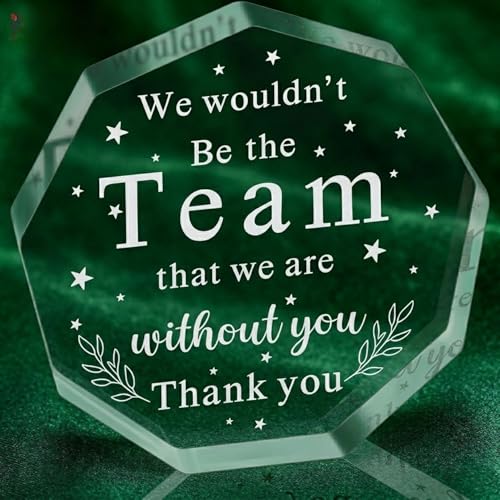 Image of DIGI ARTS Team Appreciation Gift Acrylic Plaque for Coworkers & Employees - Engraved Crystal Clear Acrylic Desk Decor, Thank You Gift for Team Member, Colleague, Staff, Office Appreciation Keepsake, 13 x 13 cm
