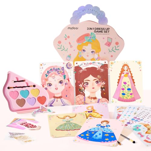 MiDeer 4-in-1 Dress Up Game Set,Princess Fantasy Makeup,Fantasy Dress-Up Kit,Cosmetics and Fashion Fun,Creative Role-Playing Adventure,Glamorous Makeup Ensemble,Princess Costume Accessories