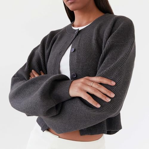 Image of Women Y2k Crop Cardigan Sweater Long Sleeve Button Down Cardigan Vintage Open Front Sweater Cute Knit Pullover Tops