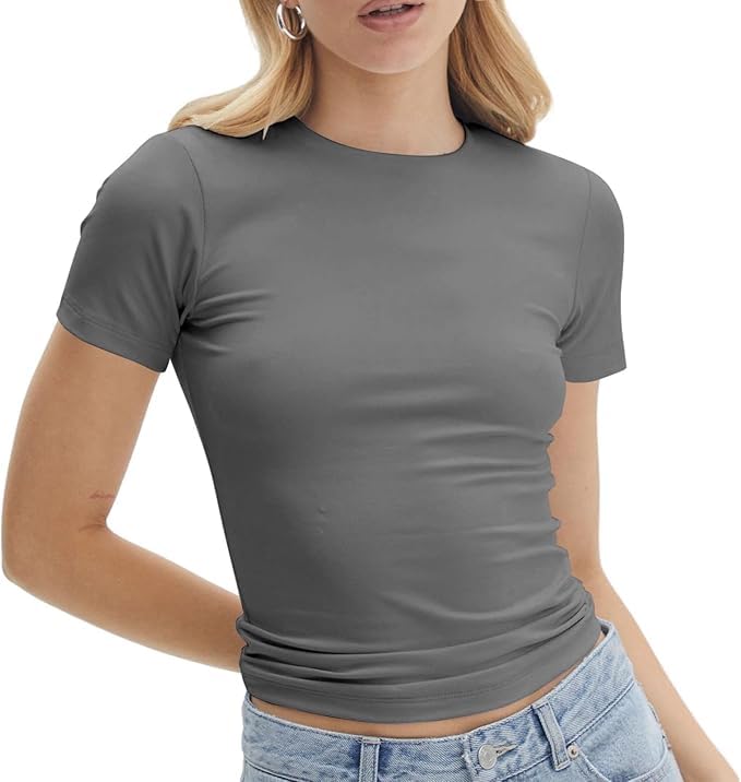 Image of SIGHTBOMB Seamless Ultra Soft Round Neck 'Double Layer' Short Sleeve Medium Compression Active WEAR /Casual WEAR Front Support Afford LUX Cuddle TEE