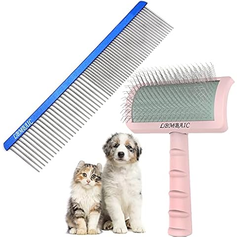 LBMBAIC Slicker Brush For Dogs Fluffy and Shedding with 7.5inches Wide Grooming Metal Comb Cover