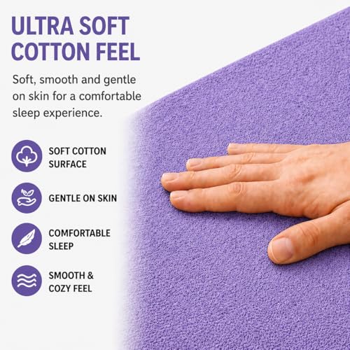 Image of Babylee 100% Waterproof King XL 78x72 Inch 6.5x6 Ft Fits Upto 10 Inch Mattress | Premium Terry Cotton Breathable Bed Protector | Mattress Cover for Double Bed | Lavender