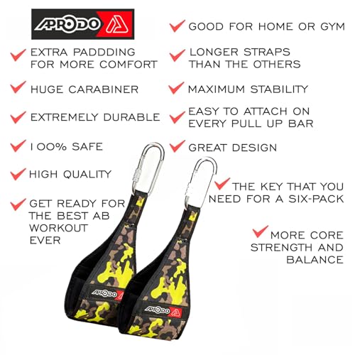 Image of APRODO Heavy Duty Pair For Pull Up Bar Hanging Leg Raiser Fitness With Big D-Ring Steel Quick Connectors, Superb Arm Padding For Abdominal Training Workout Equipment (GREEN CAMOUFLAGE)