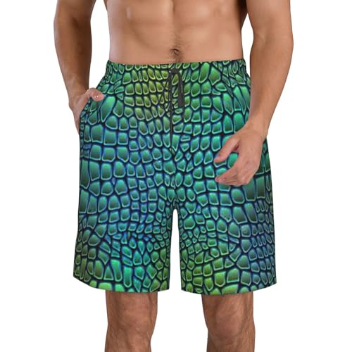 Alligator Skin Print Mens Shorts Swim Beach Trunks Quick Dry Bathing Suits with Pockets and Elastic Waist