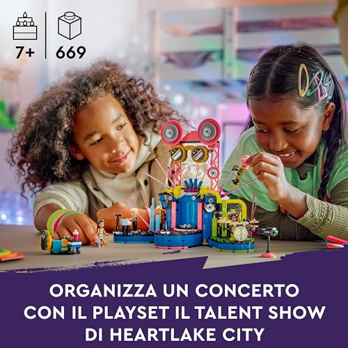 Friends Il Talent Show di Heartlake City, Giochi Musicali per Bambine e Bambini da 7 Anni in su con 4 Mini Bamboline tra cui Ley-La, Palco Giocattolo Girevole, Strumenti e Accessori 42616 - Lego - Immagine 2