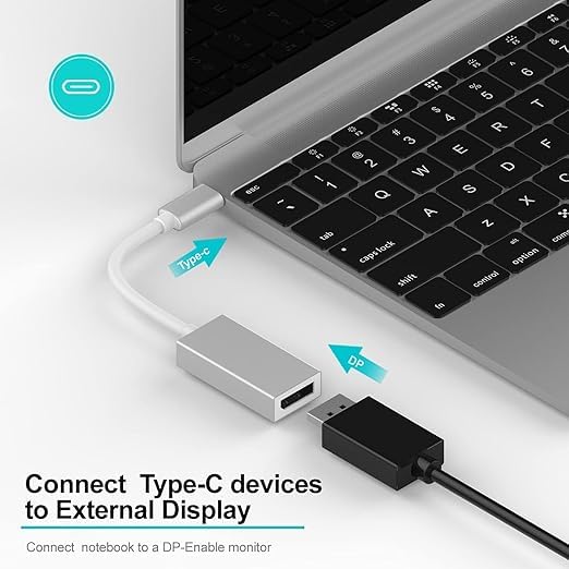 Image of BLACK CROWN USB Type C to DisplayPort DP Video Adapter Cable Compatible for Mak Book Air Pro Laptop Phone Pad Pro Galaxy Del l H P S urface