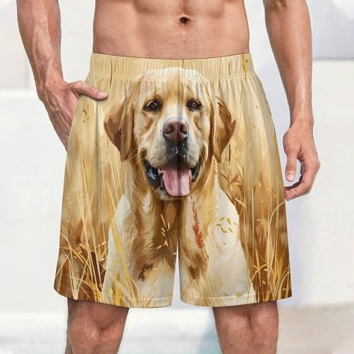 Happy Labrador Retriever Men's Pajama Shorts Soft Comfy Sleep Short Bottom Lounge Pants with Pockets2