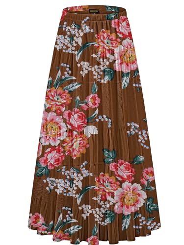 Image of NASHALYLY Women's Chiffon Elastic High Waist Pleated A-Line Flared Maxi Skirts