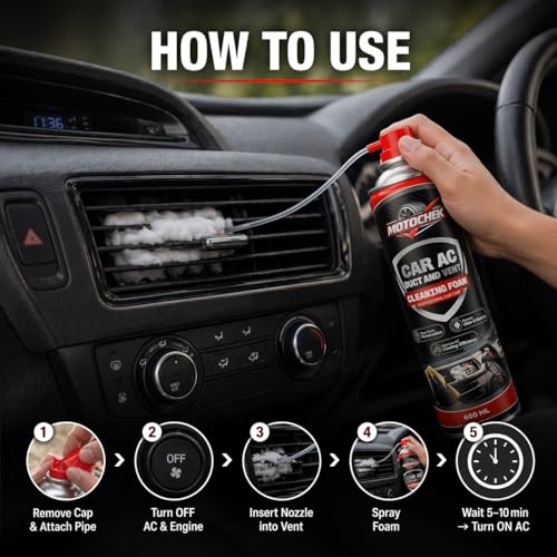 Image of Car AC Cleaner Foam Spray 600ML with Pipe | AC Vent & Duct Cleaner | Removes Odor, Dust & Bacteria | Improves Cooling | Suitable for All Cars