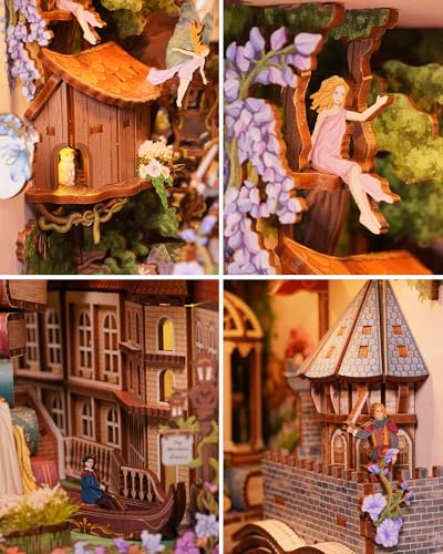 Image of Tonecheer x British Library DIY Book Nook Kit, Shakespeare 3D Wooden Puzzle for Adults, Miniature House Kit Booknook Bookshelf Insert Decor with LED Lights Craft Gifts (Shakespeare's Verse)