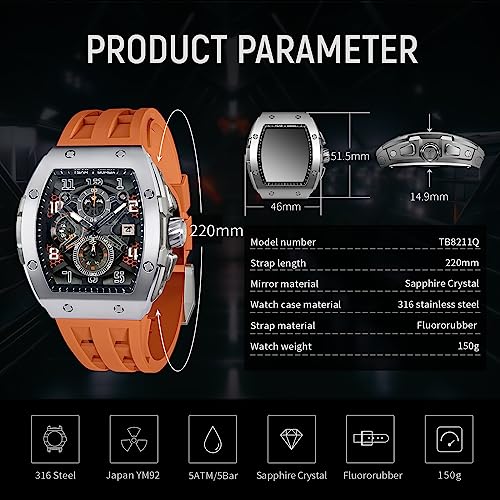 Image of TSAR BOMBA Mens Watch for Men Waterproof Men's Wrist Watches Gift for Men