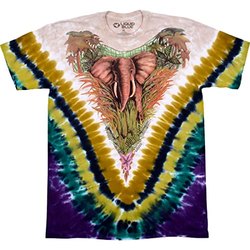 T-shirt éléphant Liquid Blue imprimé animal sauvage batik coton homme taille L