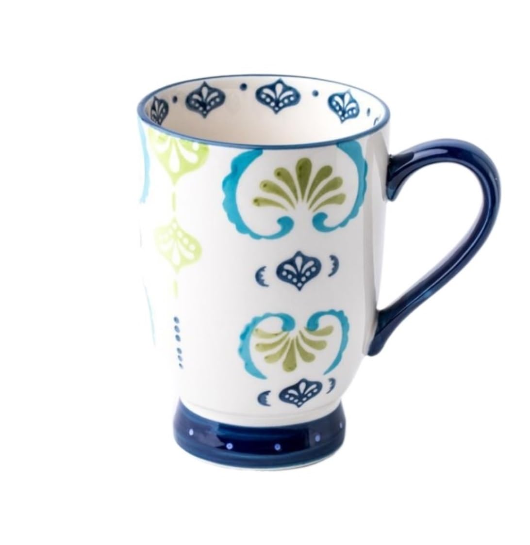 Tasse Kaffeebecher Tassen Keramik Bemalt Becher Haferflocken Frühstück Tasse Milch Tasse Haushalt Große Trinkbecher Mit Deckel Und Löffel Teetasse Kaffeetassen (Color : B, Size : 575ml)