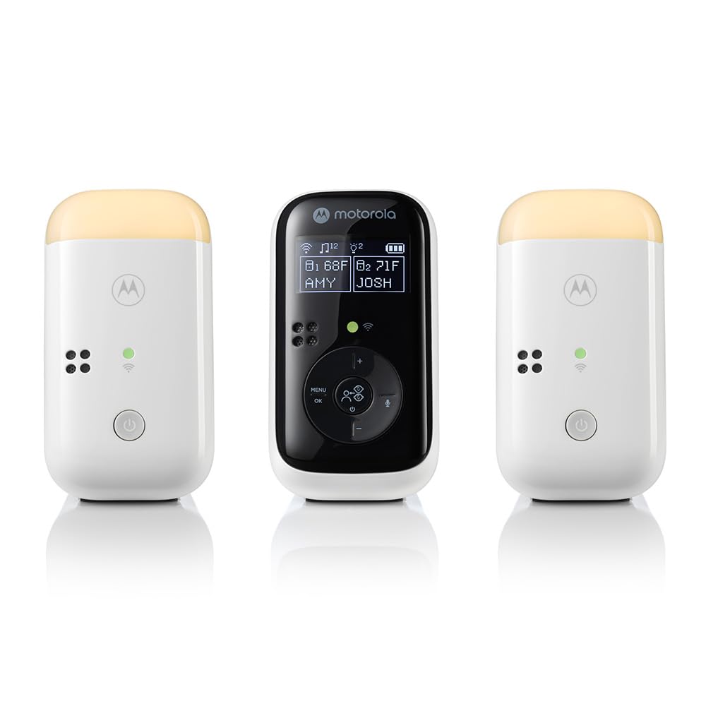 Motorola Nursery Vigilabebés de Audio PIP15-2 con Sonido HD, 2 Monitores -Monitorización de Temperatura, Comunicación Bidireccional, Luz Nocturna y Canciones de Cuna