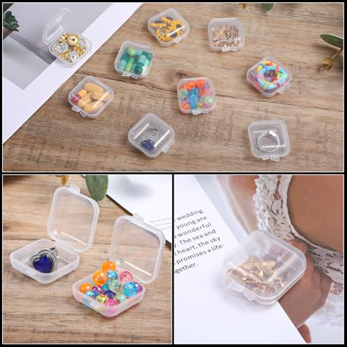 Image of Ear Plug Cases, 10 Pcs Small Plastic Box, 1.8 mm Thicken Transparent Storage Box with Hinged Lid, Square Plastic Containers for Small Item Craft, Beads, Necklaces, Ear Studs, Rings