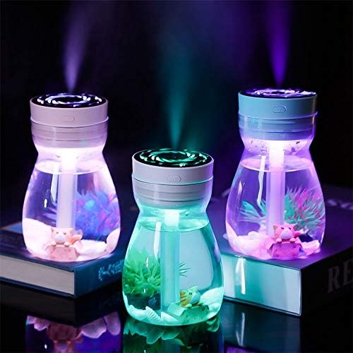 Liseng Cute Cool Mist Humidifier Office Bedroom Air Purifier Usb Charging Kawaii Air Humidifier With Led Light Air Moisturizing Bottle(White)