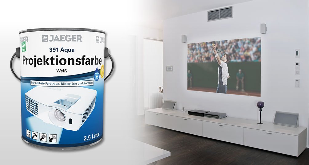 JAEGER Aqua Projektionsfarbe Leinwandfarbe weiss, wasserverdünnbar (2,5 Liter, weiss tuffmatt (ca. RAL 9016))