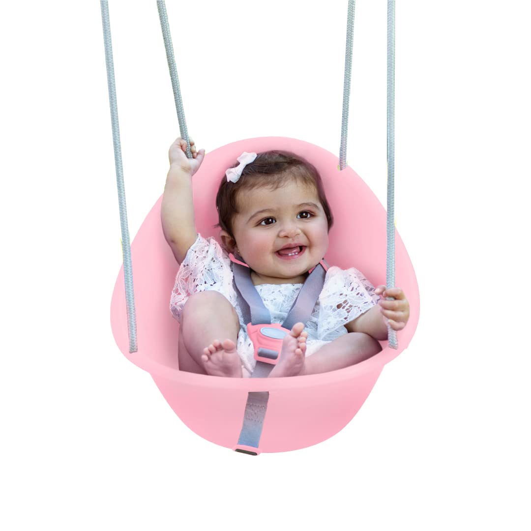 Swurfer Coconut Toddler Swing – Comfy Baby Swing Outdoor, 3- Point Adjustable Safety Harness, Secure, Safe Quick Click Locking System, Blister-Free Rope, Easy Installation, Ages 6-36 Months